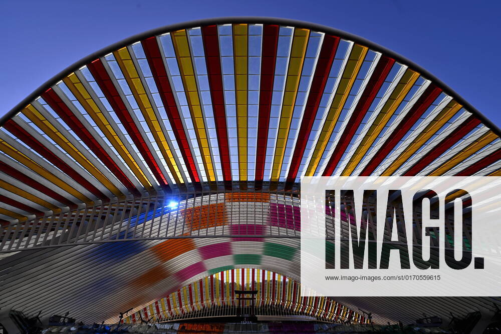 Illustration picture shows a monumental temporary art work by French artist Daniel Buren, at the Liege-Guillemins railway station, in Liege, Thursday 06 October 2022. ERICxLALMAND 46384718