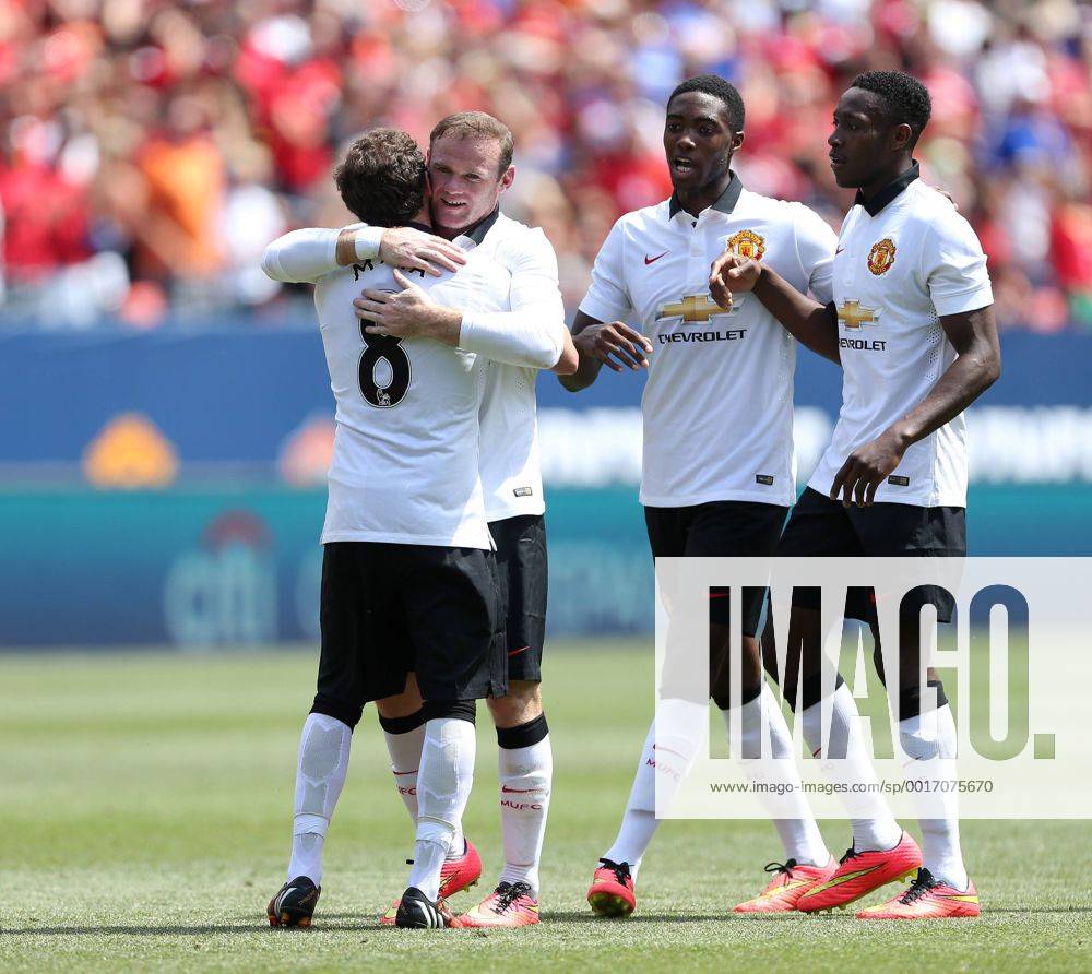 Manchester United s Wayne Rooney celebrates scoring his sides opening goal - International Champions Cup 2014 - AS Roma v Manchester United - Sports Authority Field - Denver - USA - 26th July 2014 - Picture David Klein Sportimage .