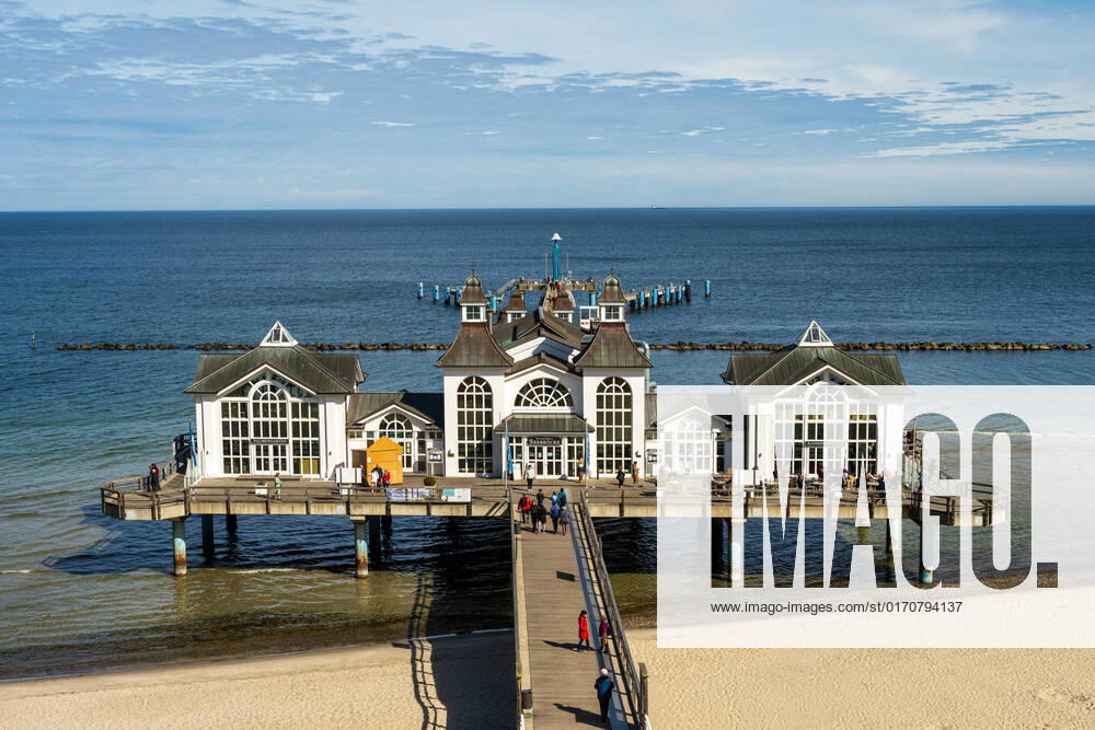 Island Rügen Baltic resort Sellin the famous pier of Sellin in winter with beautiful sunshine and excellent distant view over the Baltic Sea