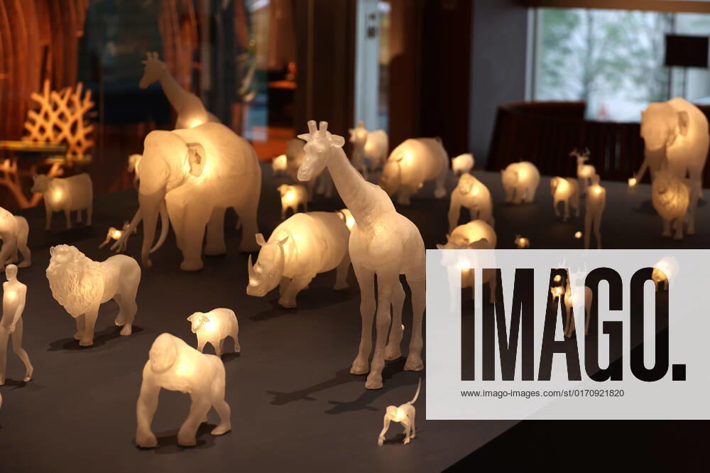Tokyo, Japan - An installation Life Beat , animal figures are blinked as they are responded to the heartbeat of visitors, is displayed at the Tokyo Midtown as a part of the Tokyo Midtown Design Touch 2022 in Tokyo on Friday, October 14, 2022. An annual design event with the theme of Design for Sustainable Future started at the Tokyo Midtown through November 3. , aflo_201255372.jpg,