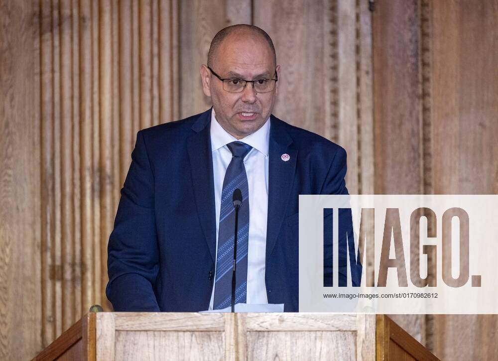 STOCKHOLM 20221018 Tomislav Ramljak from the Croatian organization Center for Missing and Exploited Children speaks during the ceremony of the Child 10 prize in the Bernadotte Library at Stockholm Palace STOCKHOLM SWEDEN