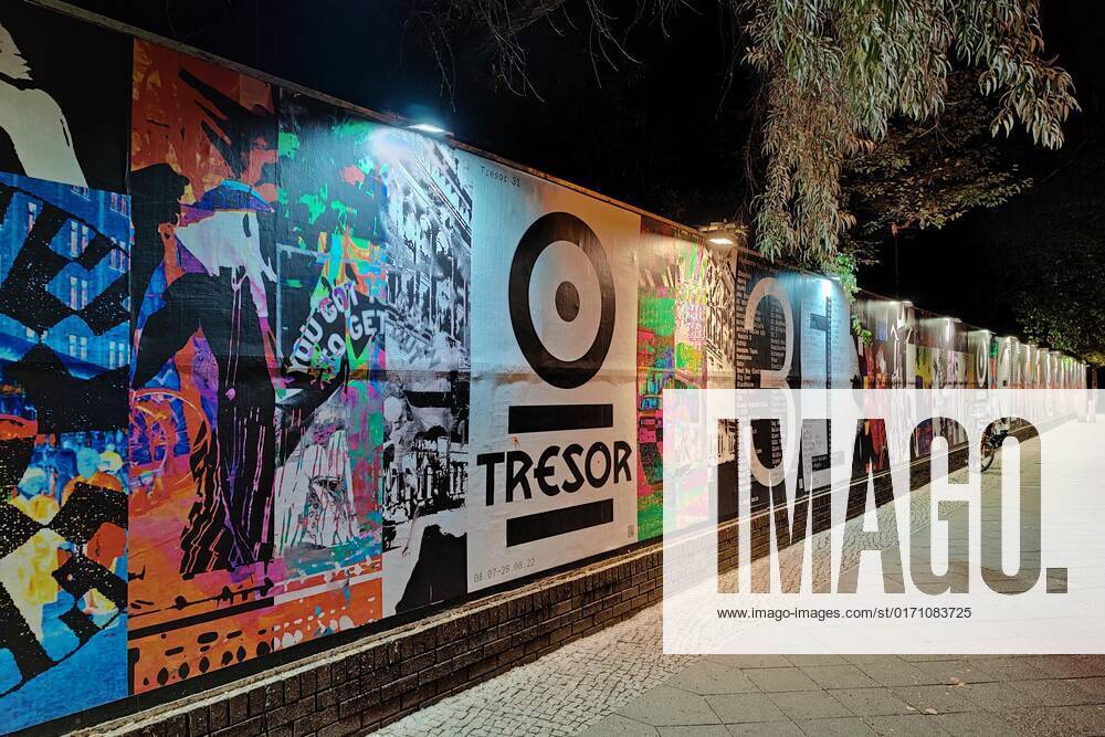 Illuminated Wall on Techno Club Vault in the Night, Köpenicker Street, Berlin Center, Berlin, Germany, Europe
