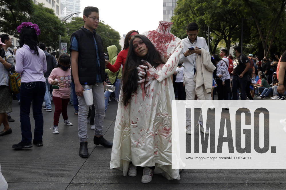 Thousands of undead participated in the Zombie March, from the Monument to the Revolution to the Zocalo in Mexico City. on October 22, 2022 in Mexico City, Mexico Mexico City Mexico - ZUMAe321 20221022_zia_e321_102