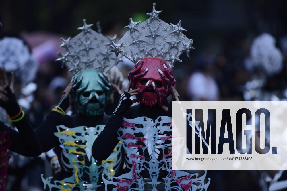 Participants take part during the Great Day of the Dead Parade â€oeMexico: The navel of the moon†one of the most representative activities of the Day of the Dead festivities at Reforma Avenue. on October 29, 2022, Mexico City, Mexico. Mexico City Mexico - ZUMAe321 20221029_zia_e321_046
