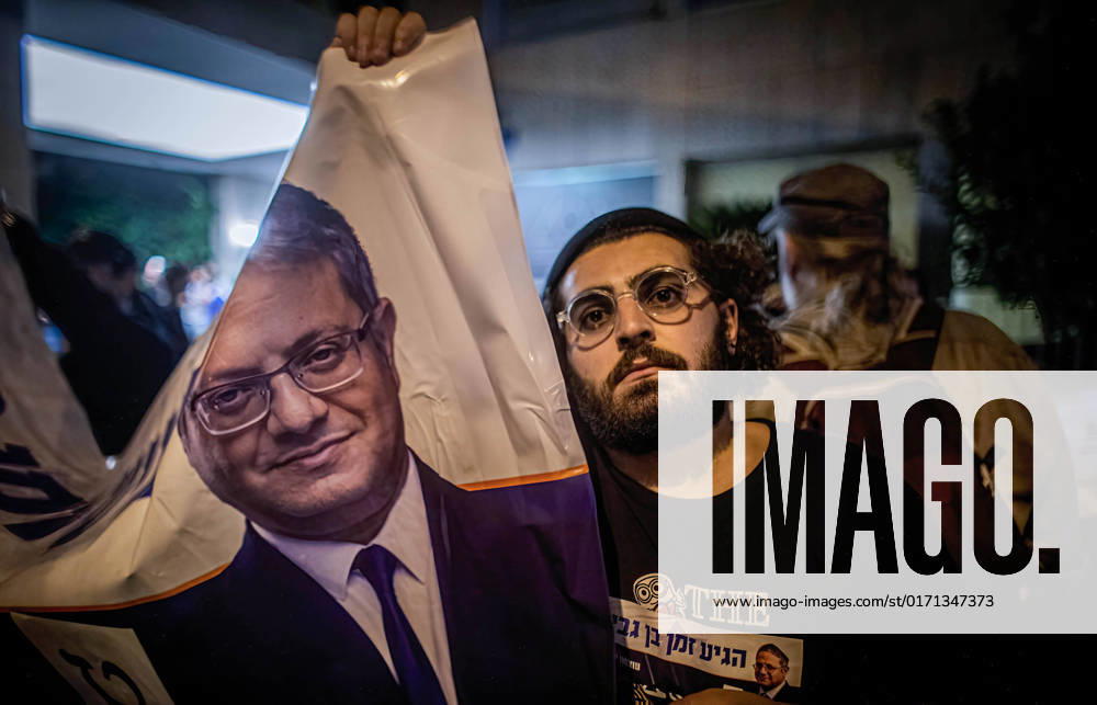 Israeli supporters of the ultra nationalist far right party Otzma Yehudit, and its leader Itamar Ben Gvir, hold banners with his portrait in Tel Aviv. Israel s 5th national elections in four years will take place on Nov 1. On Nov 2 Israelis might wake up to a reality in which its nationalist far-right party, Religious Zionism which includes the ultra-nationalist Otzma Yehudit party will be the third largest party in parliament and a key member of a coalition led by opposition leader and former prime minister Benjamin Netanyahu. Tel Aviv Israel - ZUMAs197 20221023_zaa_s197_456