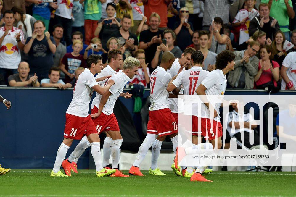 SOCCER - CL, RBS vs Qarabag SALZBURG,AUSTRIA,06.AUG.14 - SOCCER - UEFA Champions League, qualifying, Red Bull Salzburg vs Qarabag Agdam FK. Image shows the rejoicing of RBS.