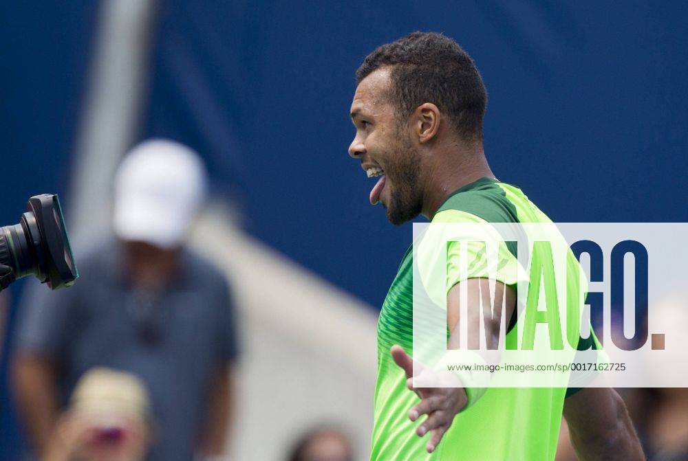 Jo-Wilfried Tsonga of France celebrates victory after the third round of men s singles at the 2014 Rogers Cup in Toronto, Canada