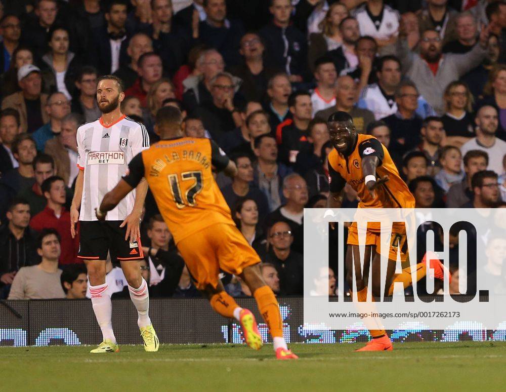 Wolves Bakary Sako celebrates scoring his sides opening goal - Sky Bet Championship - Fulham vs Wolverhampton Wanderers - Craven Cottage - London - England - 20th August 2014 - Picture David Klein Sportimage .