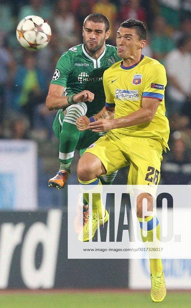 Sofia - PFC Ludogorets Razgrad FC Steaua Bukarest - UEFA play off champions league men s football Georgi Terziev(L) PFC Ludogorets and Claudiu Keseru(r) FC Steaua