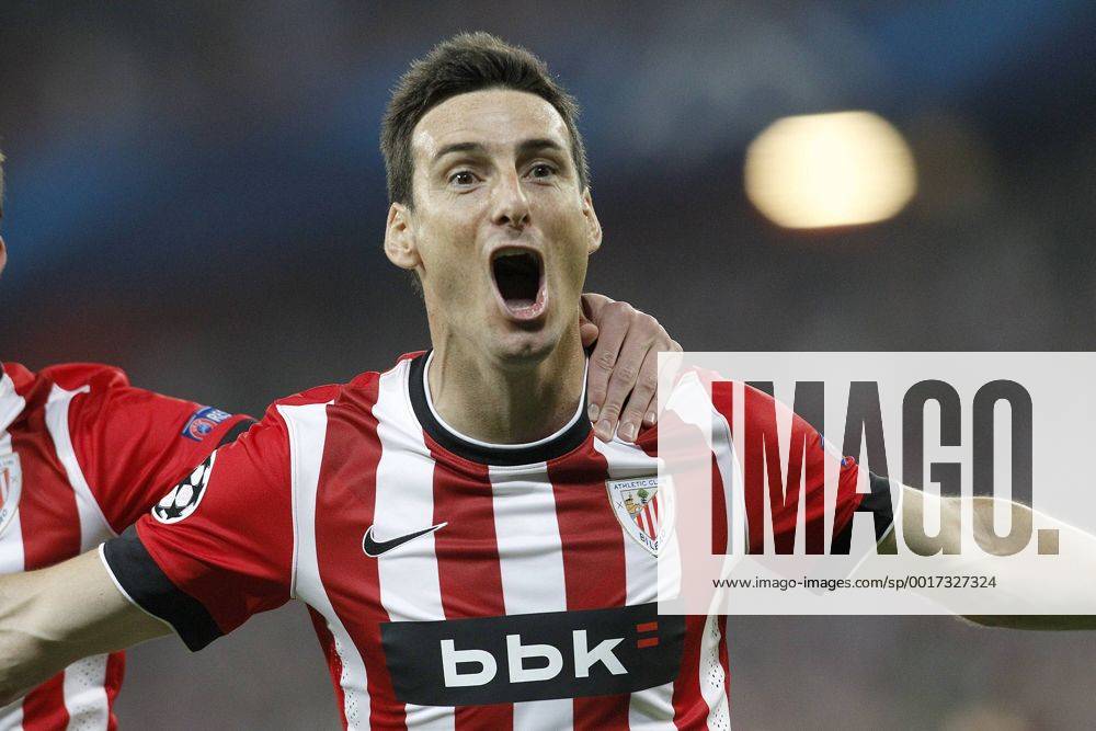 Athletic de Bilbao s Aritz Aduriz celebrates goal during Champions League 2014 2015 Play-off 2nd leg match.August 27,2014. (2014082726)