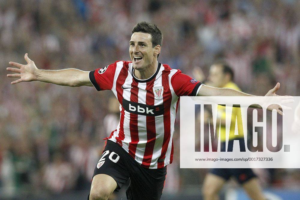 Athletic de Bilbao s Aritz Aduriz celebrates goal during Champions League 2014 2015 Play-off 2nd leg match.August 27,2014. (2014082716)