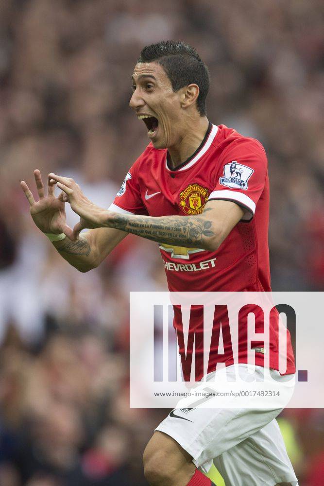 Angel di Maria of Manchester United celebrates his opening goal - Manchester United vs. QPR - Barclay s Premier League - Old Trafford - Manchester - 13 09 2014 Pic Philip Oldham Sportimage .