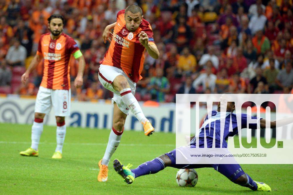 Burak Yilmaz of Galatasaray and Chancel Mbemba of RSC Anderlecht Galatasaray Istanbul vs RSC Anderlecht PhotoNewsxPanoramic