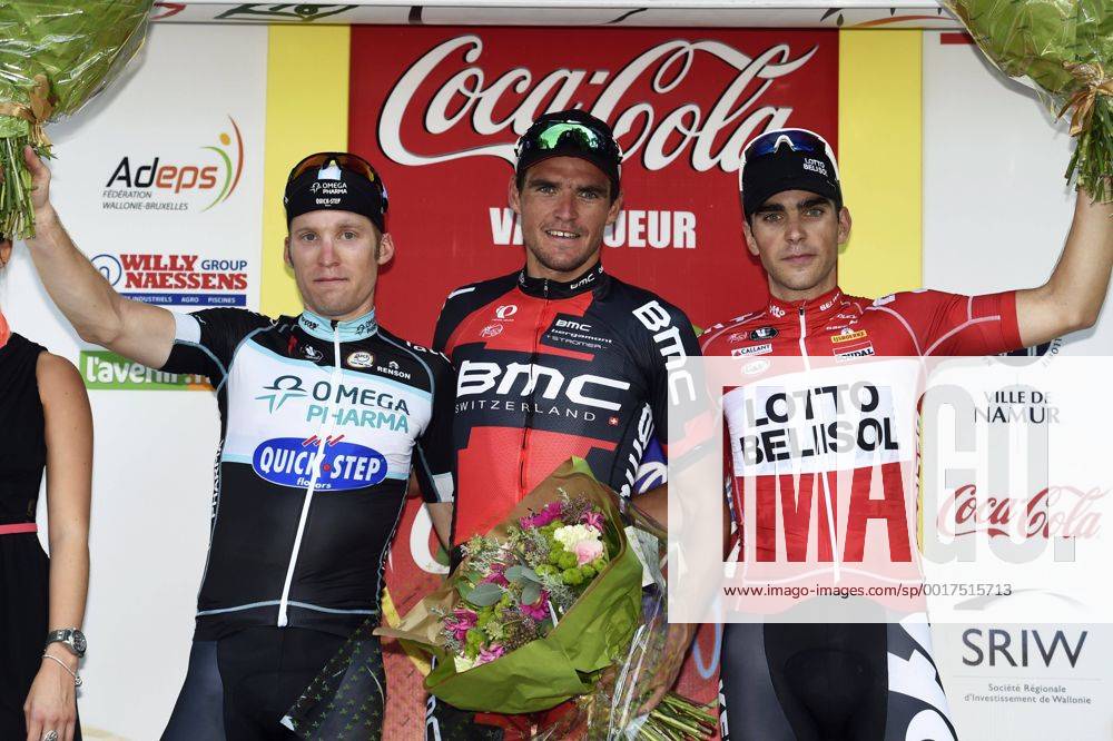 Van Avermaet Greg from BMC - Bakelants Jan of Omega Pharma - Quick-Step - Gallopin Tony of Lotto Belisol at the podium CYCLISME : Grand Prix de Wallonie - Namur - 17 09 2014 PhotoNews Panoramic
