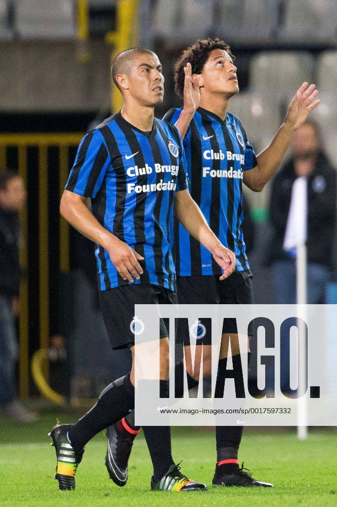 - BRUGGE, BELGIUM: Club s Felipe Gedoz De Conceicao (R) celebrates with his teammates after scoring during a Cofidis Cup 1 16 final game between Club Brugge and Eendracht Aalst (D2), in Brugge, Wednesday 24 September 2014. KURTxDESPLENTER 04336548