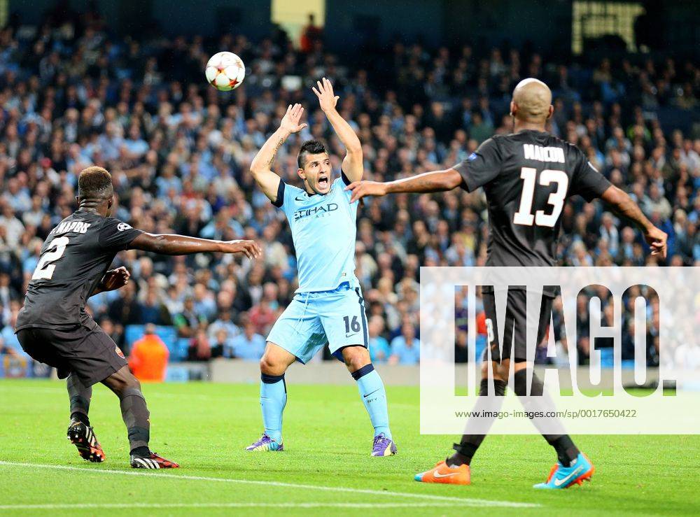 Sergio Aguero of Manchester City claims for handball - UEFA Champions League group E - Manchester City vs Roma - Etihad Stadium - Manchester - England - 30th September 2014 - Picture Simon Bellis Sportimage .