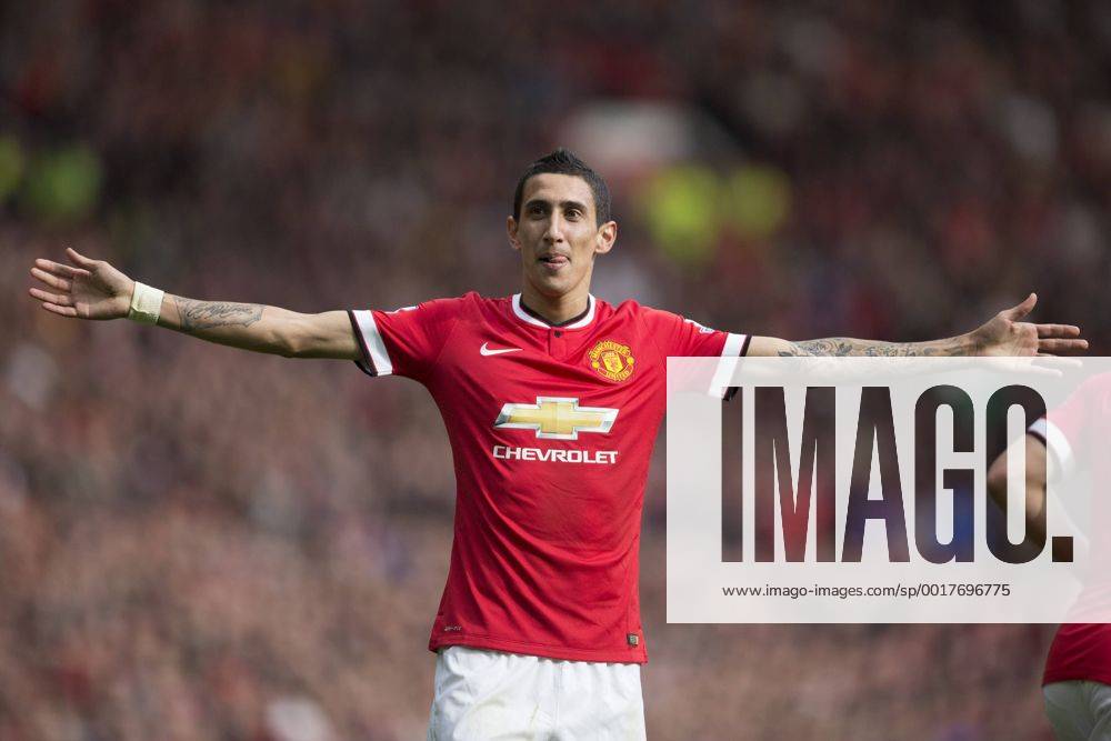 Angel di Maria of Manchester United celebrates his opening goal - Manchester United vs. Everton - Barclay s Premier League - Old Trafford - Manchester - 04 10 2014 Pic Philip Oldham Sportimage .