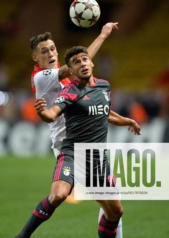 Eduardo Salvio (ben) - Lucas Ocampos (mon) FOOTBALL : Monaco vs Benfica - Ligue des Champions - 22 10 2014 AnthonyBIBARD FEP Panoramic