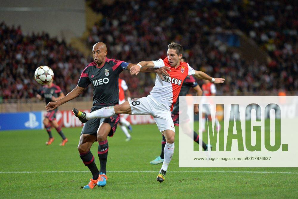 Joao Moutinho (mon) - Luisao (ben) FOOTBALL : Monaco vs Benfica - Ligue des Champions - 22 10 2014 AnthonyBIBARD FEP Panoramic
