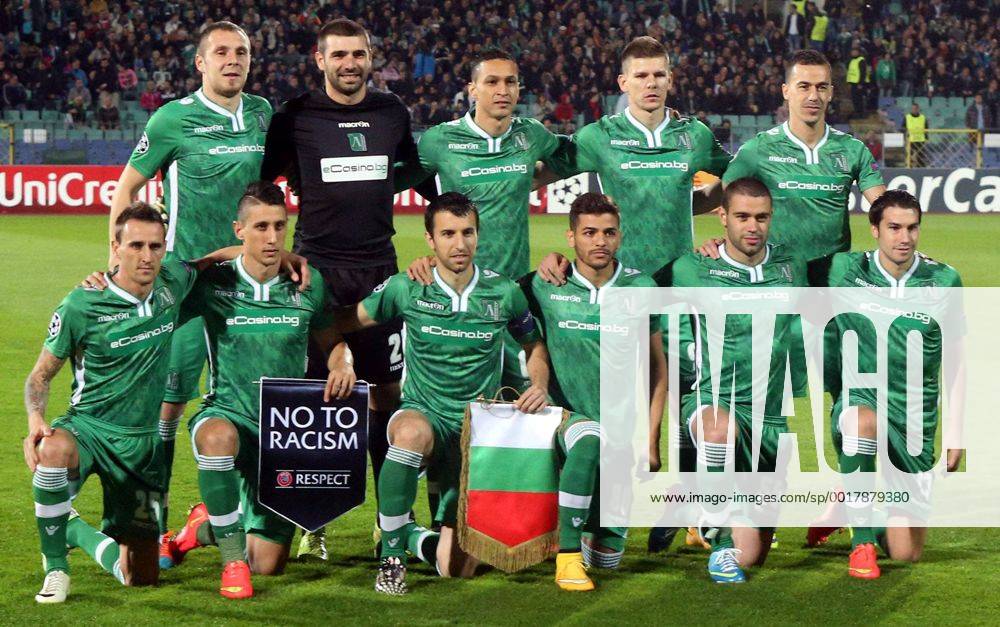 Sofia - UEFA Champions League men s football - PFC Ludogorets Razgrad team from left to right up: Cosmin Moti ,Vladislav Stoyanov, Marcelinho, Roman Bezjak and Fabio Espinho Down: Yordan Minev, Mihail Aleksandrov, Svetoslav Dyakov, Junior Caicara, Georgi Terziev and Dani Abalo -