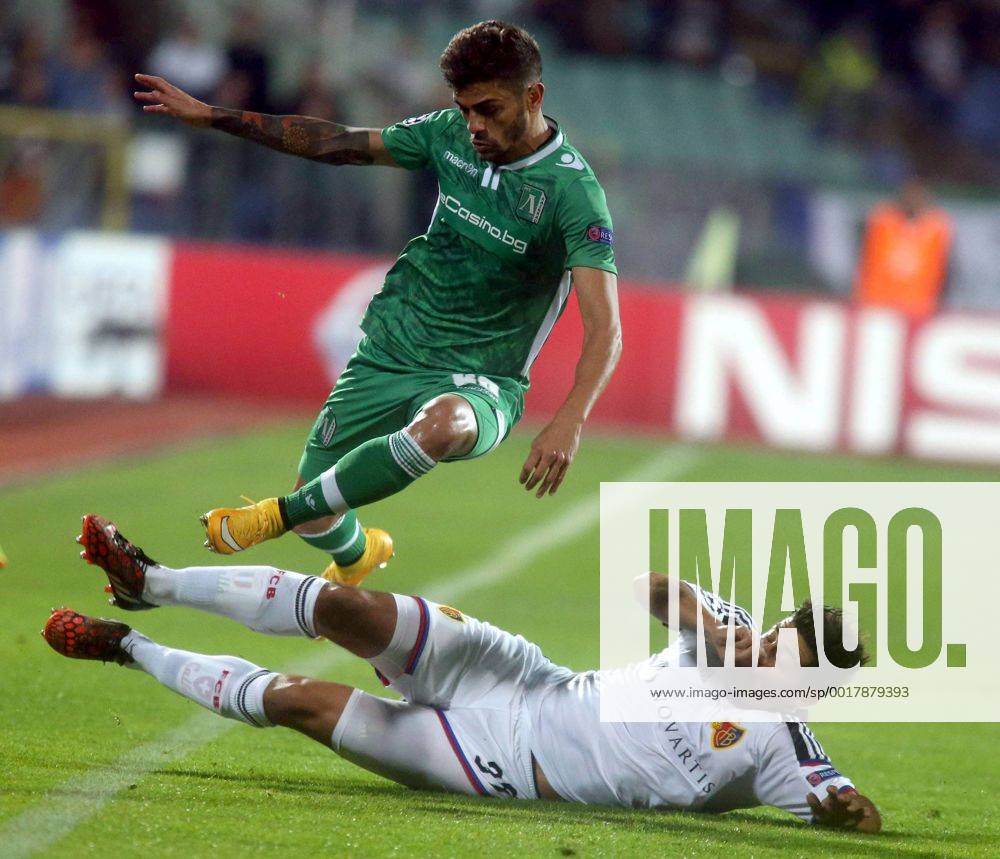 Sofia(Bulgaria) PFC Ludogorets - FC Basel UEFA Champions League men s football Davide Calla(down) FC Basel and Junior Caicara(up) PFC Ludogorets :Stringer