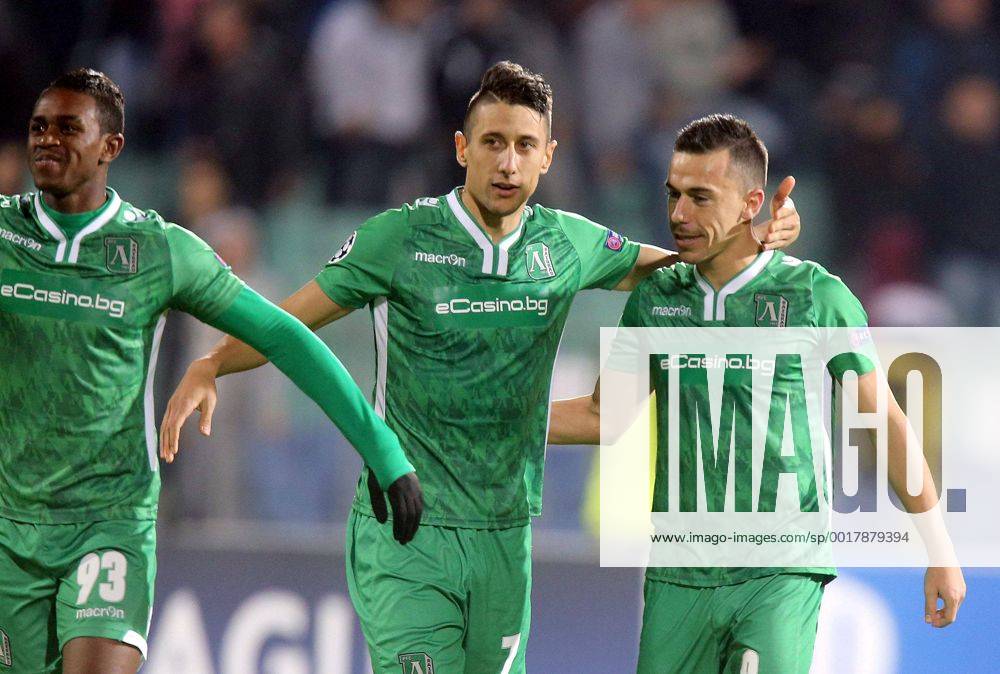 Sofia(Bulgaria) PFC Ludogorets - FC Basel UEFA Champions League men s football Virgil Misidjan(L) with Mihail Aleksandrov(c) and Fabio Espinho(r) PFC Ludogorets :Stringer