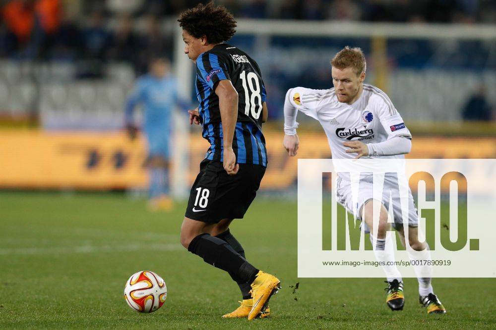 - BRUGGE, BELGIUM: Club s Felipe Gedoz De Conceicao and Kobenhavn s Tom Hogli fight for the ball during a game between Belgian soccer team Club Brugge and Danish team FC Kobenhavn, Thursday 23 October 2014, in Brugge stadium. It is the third day of the group stage of the UEFA Europa League competition, in group B. BRUNOxFAHY premiumd 20146074