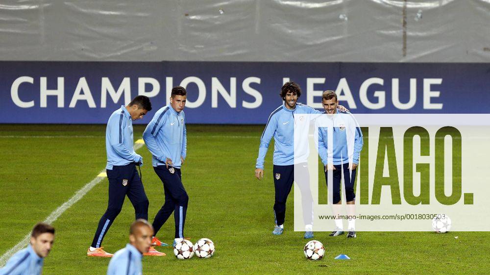Atletico Madrid training session in Malmoe. In this picture, Raul Jimenez, Gimenez, Tiago and Antoine Griezmann. xPABLOGARCIAx