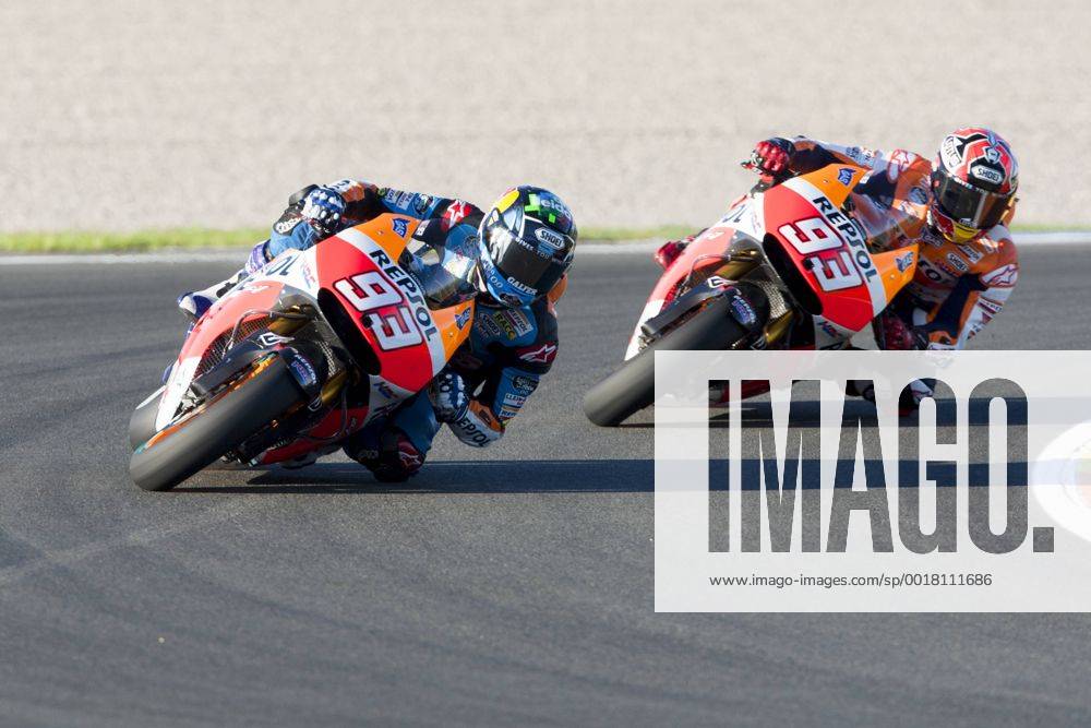 Valencia, SPAIN - Test as riders and teams start their preparation for the 2015 MotoGP World Championship. Circuit Ricardo Tormo. In the picture: The Marquez brothers Alex and Marc in Valencia test.