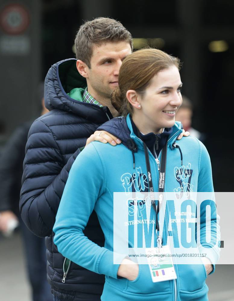 Stuttgart , Stuttgart German Masters , Dressur , Pressekonferenz , Lisa Müller mit Thomas Müller