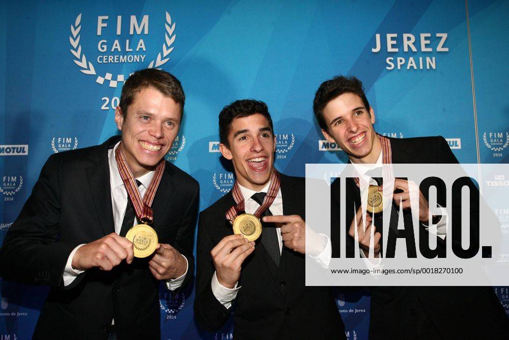 Federation of International Motocyclism (FIM) Awards show. In this picture, Esteve Rabat, Alex and Marc Marquez. MARTINx