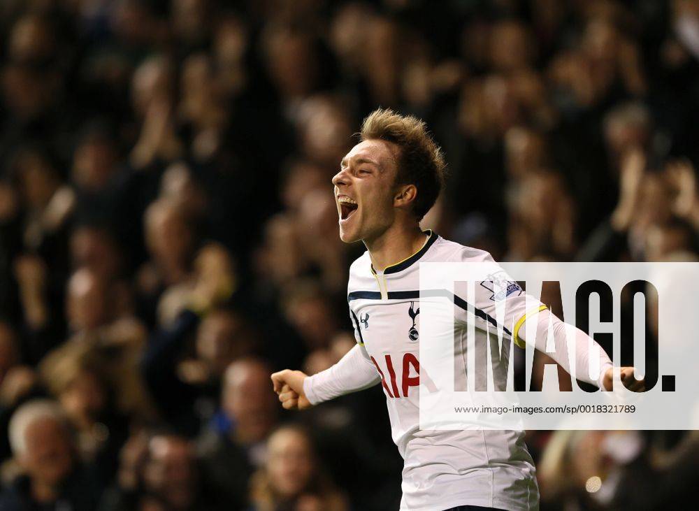 Aktuell Fußball, England, Tottenham Hotspur - FC Everton Tottenham s Christian Eriksen celebrates scoring his sides opening goal Barclays Premier League- Tottenham Hotspur vs Everton - White Hart Lane - England - 30th November 2014 - Picture David Klein Sportimage .