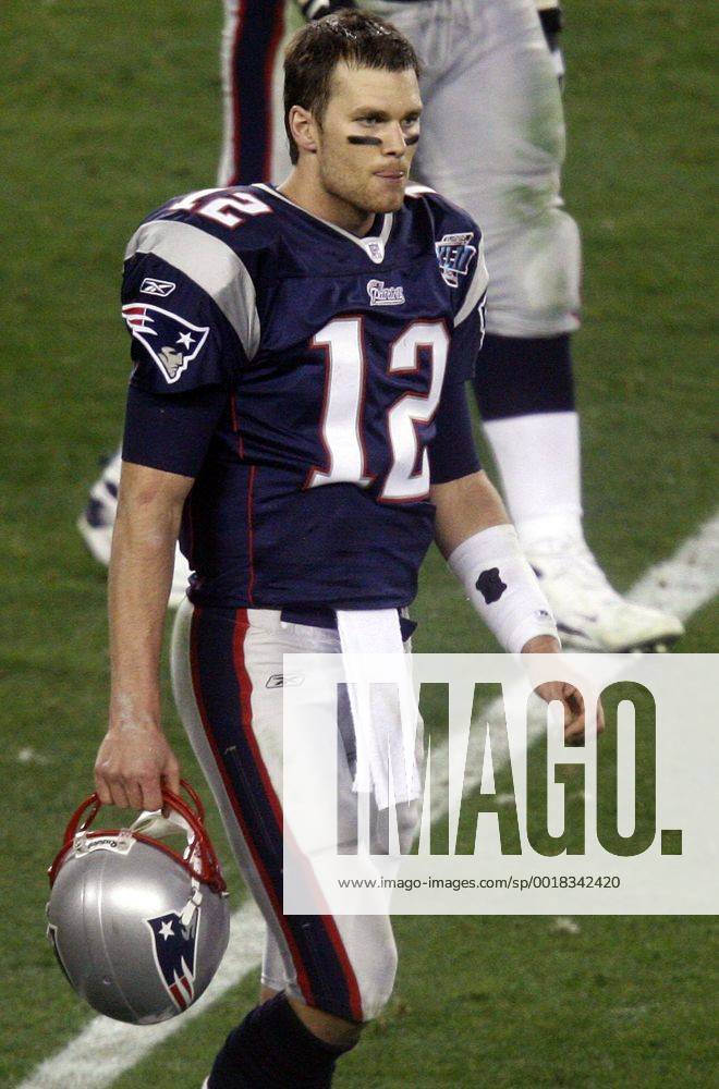 Feb. 3, 2008 - New England Patriots quarterback Tom Brady walks off the field after a 17-14 New York Giants victory in Super Bowl XLII at University of Phoenix Stadium in Glendale, Arizona, on Sunday, February 3, 2008. (Tom Fox MCT) News Archive - Feb. 3, 2008 - ZUMAm67_