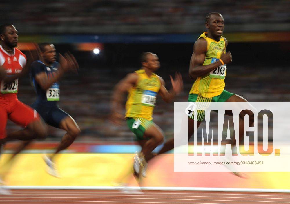 Aug. 16, 2008 - Usain Bolt of Jamaica (2163), in lane three, wins a gold medal and sets a world record in the 100-meters on Saturday, August 16, 2008, in the Games of the XXIX Olympiad in Beijing, China. (Abaca Press MCT) News Archive - Aug. 16, 2008 - ZUMAm67_
