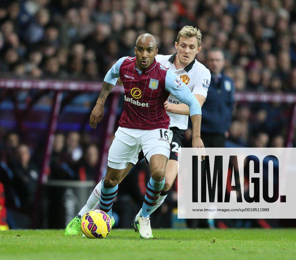 Fabian Delph of Aston Villa holds off Darren Fletcher of Manchester United ManU - Barclays Premier League - Aston Villa vs Manchester United Villa Park Stadium - Birmingham - England - 20th December 2014 - Picture SimonBellis Sportimage .