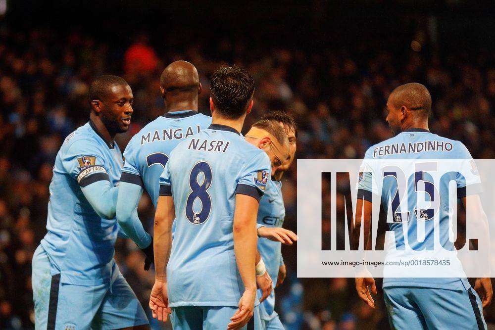 Manchester, England. Barclays Premier League. Manchester City versus Sunderland. Manchester City midfielder Yaya Toure celebrates scoring his teams first goal (1-0) with Thundering shot Keevilx ActionPlus11585859
