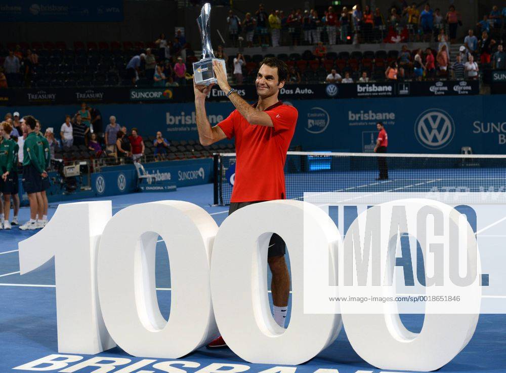 Roger Federer (SUI) gewinnt mit seinem tausendsten Matchsieg das Brisbane International Turnier. Brisbane International 2015, Brisbane, Australien