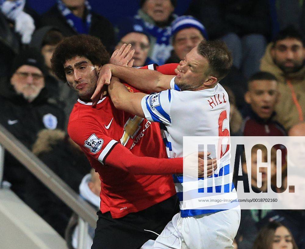 QPR s Clint Hill tussles with Manchester United ManU s Marouane Fellaini Barclays Premier League - Queens Park Rangers vs Manchester United - Loftus Road - England - 17th January 2015 - Picture David Klein Sportimage .