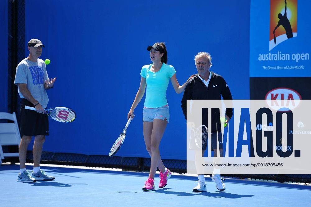 Oceane Dodin (FRA) Georges Goven (FRA) TENNIS : Open d Australie - Melbourne - 18 01 2015 TennisMagazine Panoramlc