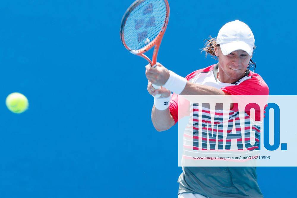 Ricardas Berankis (LTU) in action in a 1st round match on day one of the 2015 Australian Open grand slam tennis tournament at Melbourne Park in Melbourne, Australia. SydneyTennis 2015: Australian Open JAN 19 - ZUMAc04_