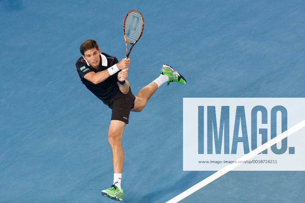 Federico Delbonis (ARG) in action in a 1st round match on day one of the 2015 Australian Open grand slam tennis tournament at Melbourne Park in Melbourne, Australia. SydneyTennis 2015: Australian Open JAN 19 - ZUMAc04_
