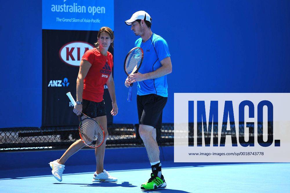 Andy Murray (GBR) Amelie Mauresmo (FRA) TENNIS : Open d Australie - Melbourne - 22 01 2015 TennisMagazine Panoramlc