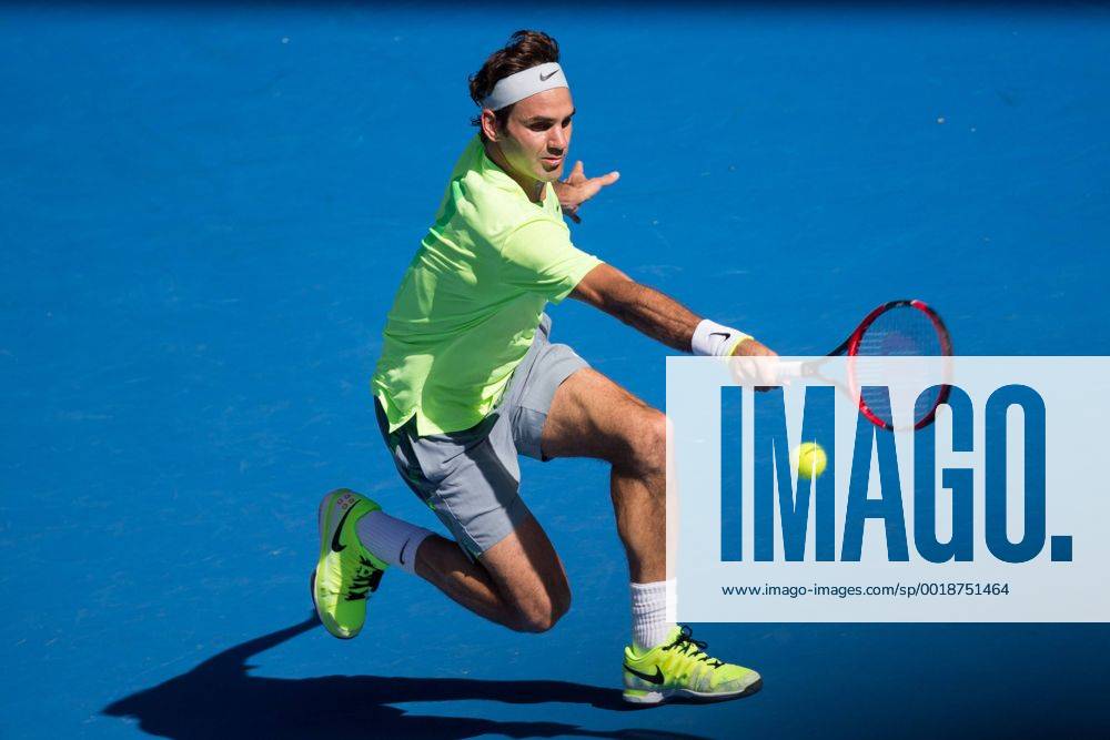 2nd seed Roger Federer (SUI) in action in a 3rd round match on day five of the 2015 Australian Open grand slam tennis tournament at Melbourne Park in Melbourne, Australia. - ZUMAc04_