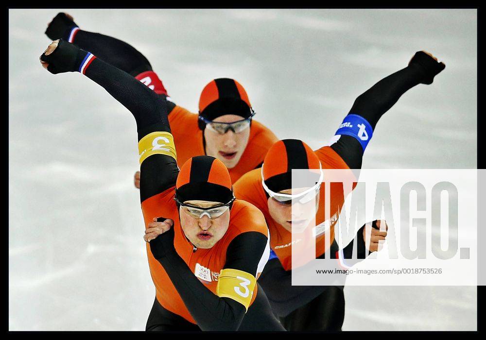 Rusland, Sochi, 21-02-2014 - Sven Kramer , Koen Verweij , Jan Blokhuijsen . FOTO 4 IVx 3452081