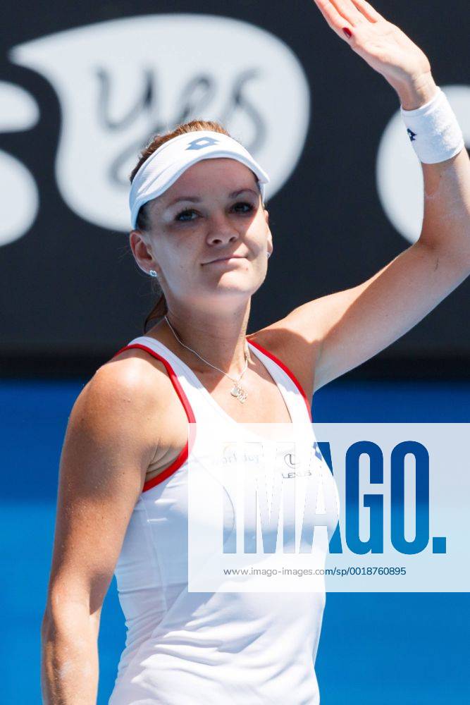 6th seed Agnieszka Radwanska (POL) celebrates her win in a 3rd round match against 30th seed Varvara Lepchenko (USA) on day six of the 2015 Australian Open grand slam tennis tournament at Melbourne Park in Melbourne, Australia. Sydney Low Cal Media. Radwanska won 6-0 7-5 Tennis 2015: Australian Open JAN 24 - ZUMAc04_