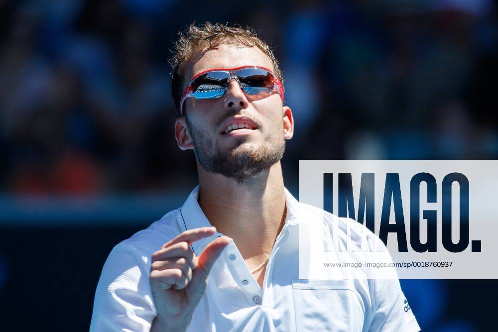 Jerzy Janowicz (POL) in action in a 3rd round match against 12th seed Feliciano Lopez (ESP) on day six of the 2015 Australian Open grand slam tennis tournament at Melbourne Park in Melbourne, Australia. Sydney Low Cal Media. Tennis 2015: Australian Open JAN 24 - ZUMAc04_