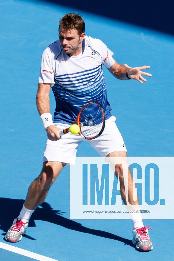 4th seed Stan Wawrinka (SUI) in action in a 3rd round match against Jarkko Nieminen (FIN) on day six of the 2015 Australian Open grand slam tennis tournament at Melbourne Park in Melbourne, Australia. Sydney Low Cal Media. Wawrinka won 6-4 6-2 6-4 Tennis 2015: Australian Open JAN 24 - ZUMAc04_