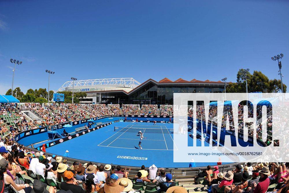 Margaret Court Arena with the Rod Laver Arena behind TENNIS : Australian Open - Melbourne - 24 01 2015 TennisMagazine Panoramlc