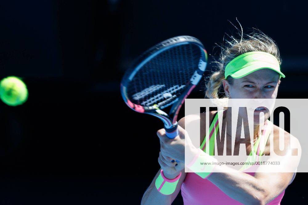 7th seed Eugenie Bouchard (CAN) in action in a 4th round match on day seven of the 2015 Australian Open grand slam tennis tournament at Melbourne Park in Melbourne, Australia. . Tennis 2015: Australian Open JAN 25 - ZUMAc04_