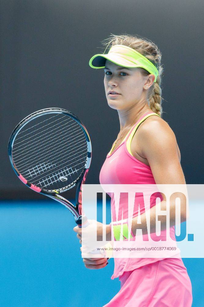 Melbourne, Australia - Eugenie Bouchard walks during 4th round match on day seven of the 2015 Australian Open. . Tennis 2015 - Australian Open - Day 7 - ZUMAc04_